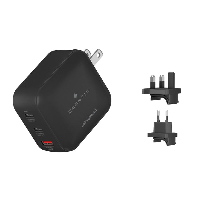 Smartix Premium GaN Wall Adaptor - 100W / USB-A / USB-C / Black