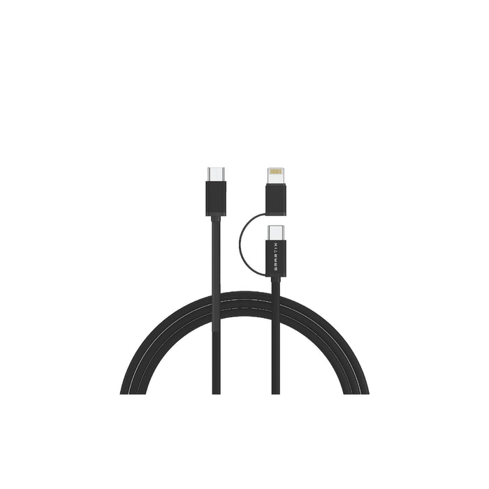 Smartix Premium 2-in-1 Cable - USB-C to C / lightning / Black