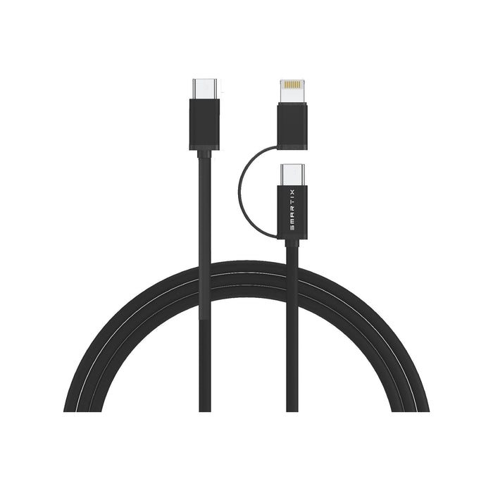 Smartix Premium 2-in-1 Cable - USB-C to C / lightning / Black