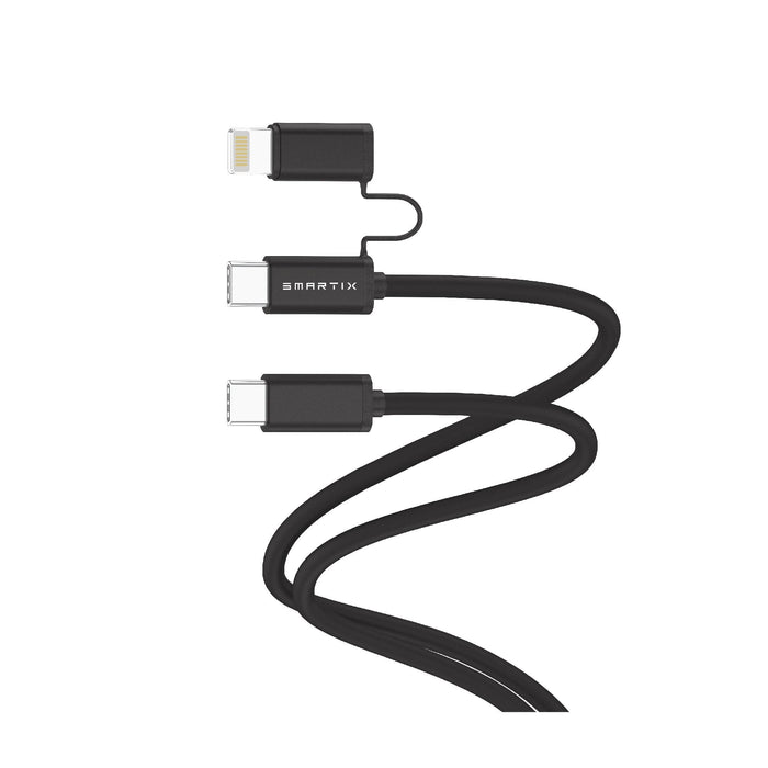 Smartix Premium 2-in-1 Cable - USB-C to C / lightning / Black