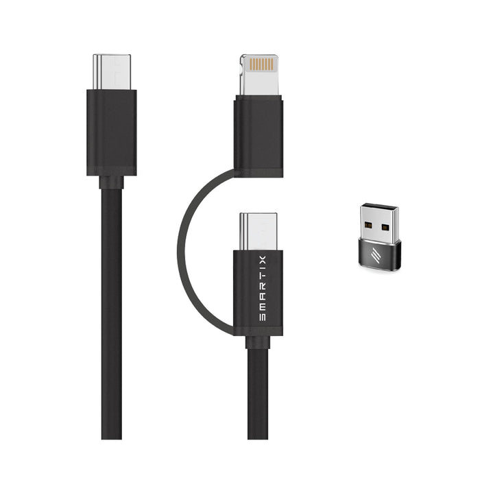 Smartix Premium 2-in-1 Cable - USB-C to C / lightning / Black
