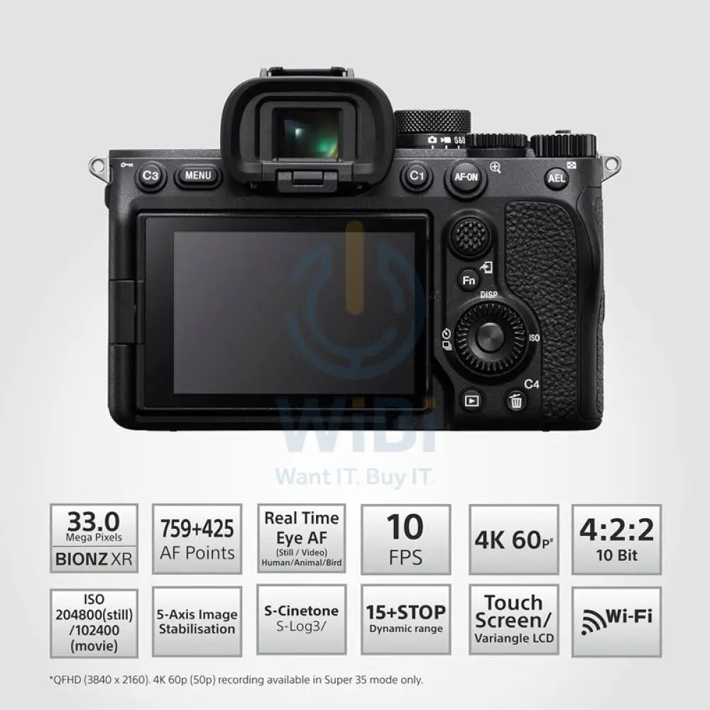 SONY ILCE-7M4/BQ AF1 ALPHA A7 IV MIRRORLESS DIGITAL CAMERA - 33 MP / 3.5mm Mini-Jack / Wi-Fi / Bluetooth / HDMI / USB