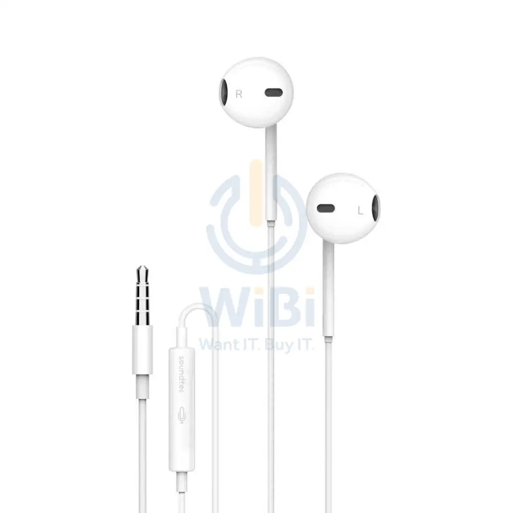 Soundtec By Porodo Stereo Earphones With 3.5mm Aux Connector - White Accessories > Audio > Headphones