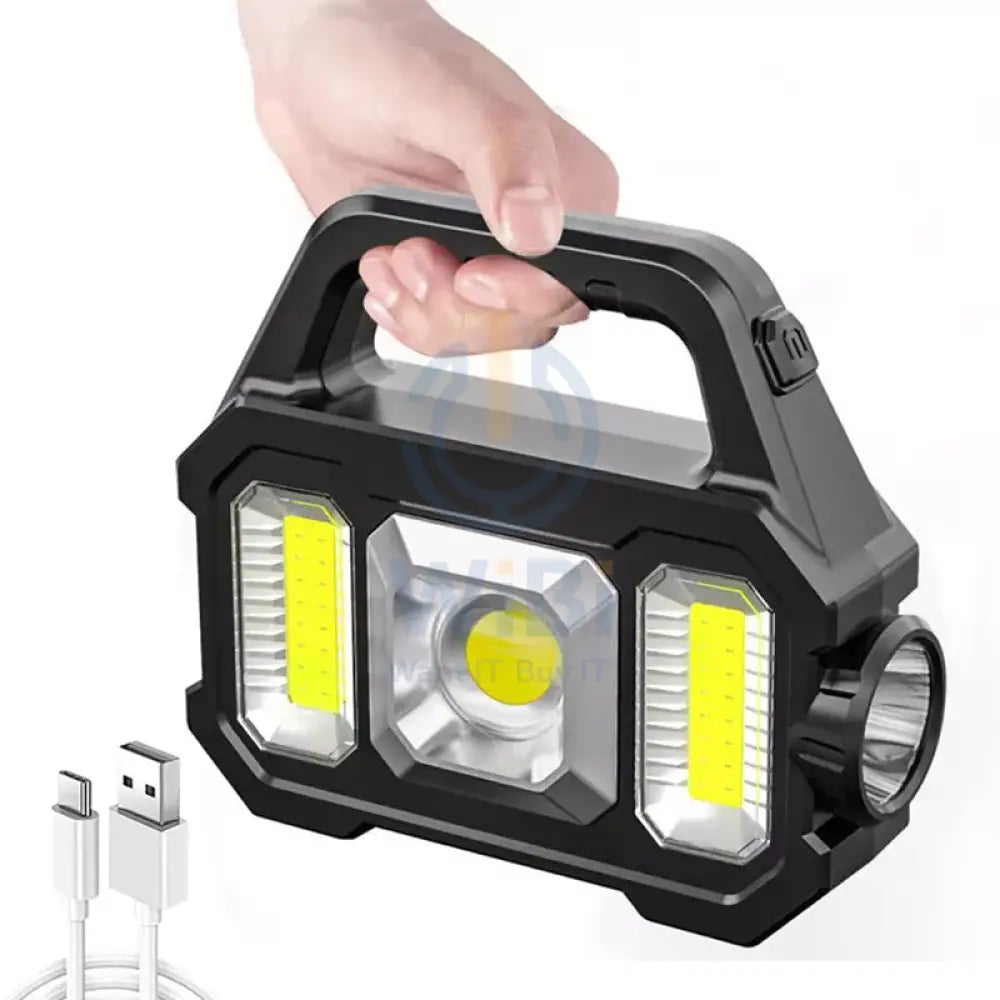Super Bright Solar LED Camping Flashlight With Cob Work Lights USB Rechargeable Accessories > Smart Devices