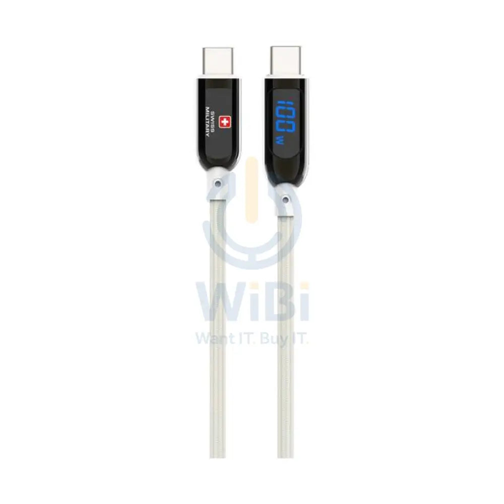 Swiss Military Braided Type-C To Type-C Data Sync Charging Cable - 2 Meter / 100W / White Accessories > Cables &