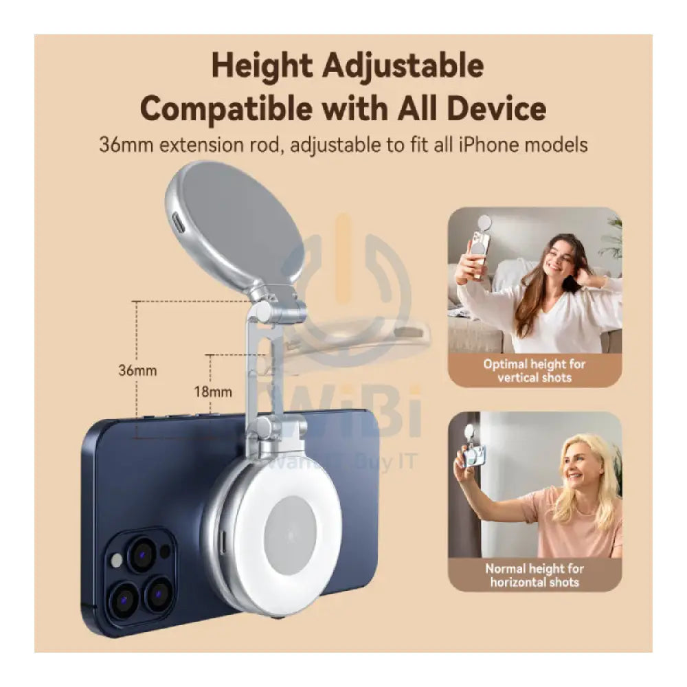 TELESIN C03 Magnetic Selfie Light Phone Grip - Silver Accessories > Mobiles & Tablets > Mobiles > Grips