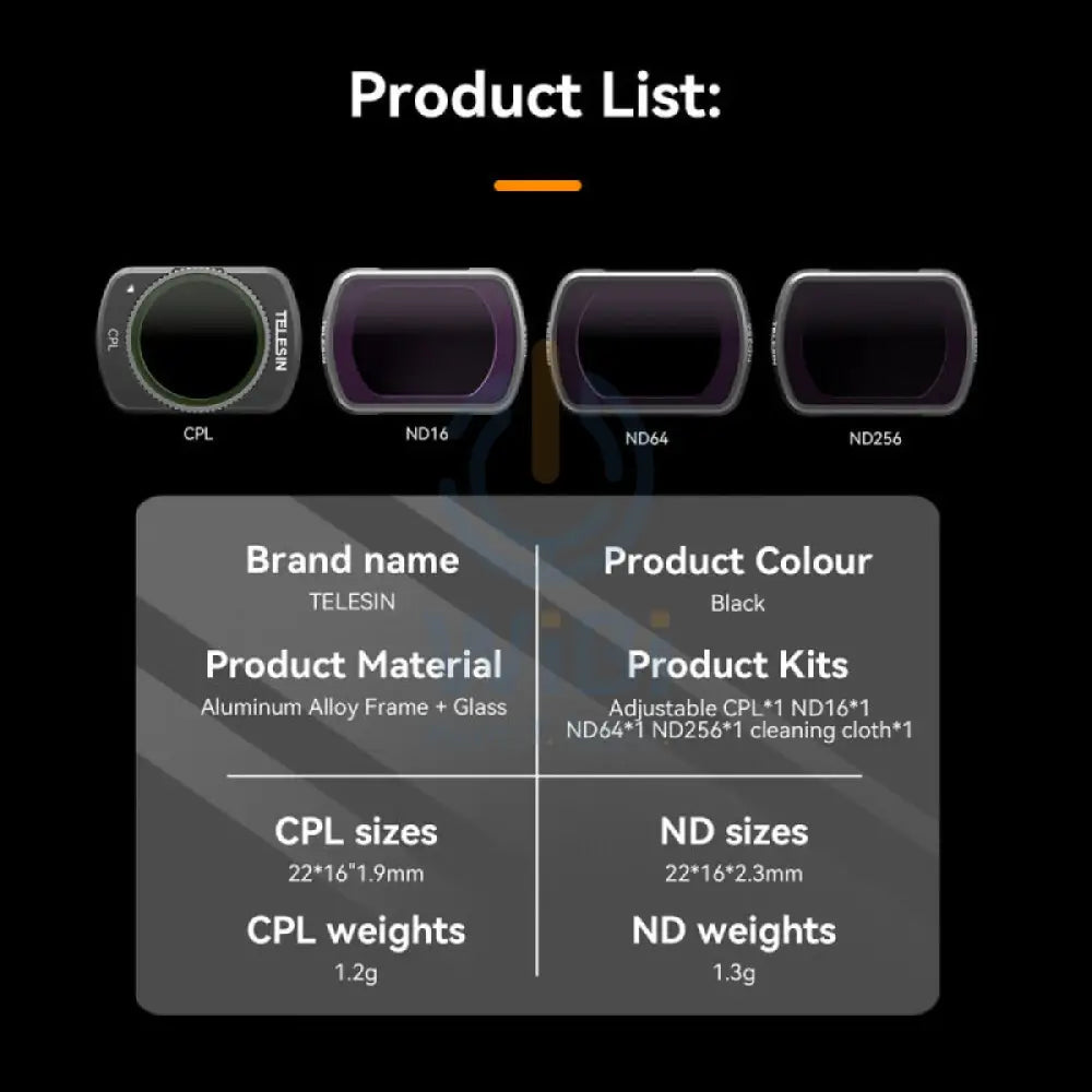 TELESIN CPL/ND 4-Filter Set for DJI Osmo Pocket 3 Accessories > Cameras