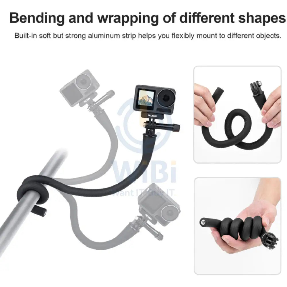 TELESIN Flexible Mount for Action Cameras/Phones - Black Accessories > Cameras