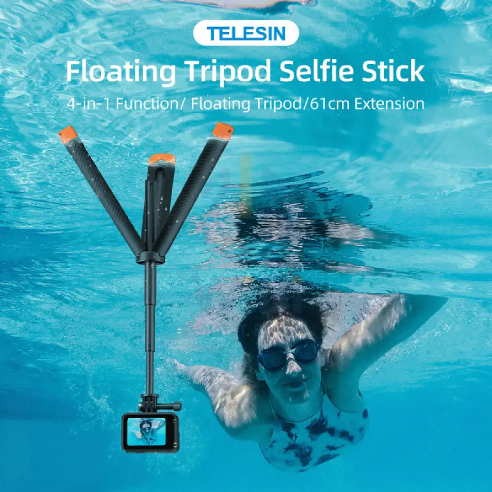 TELESIN Floating Selfie Stick with Tripod for Action Camera Accessories > Cameras