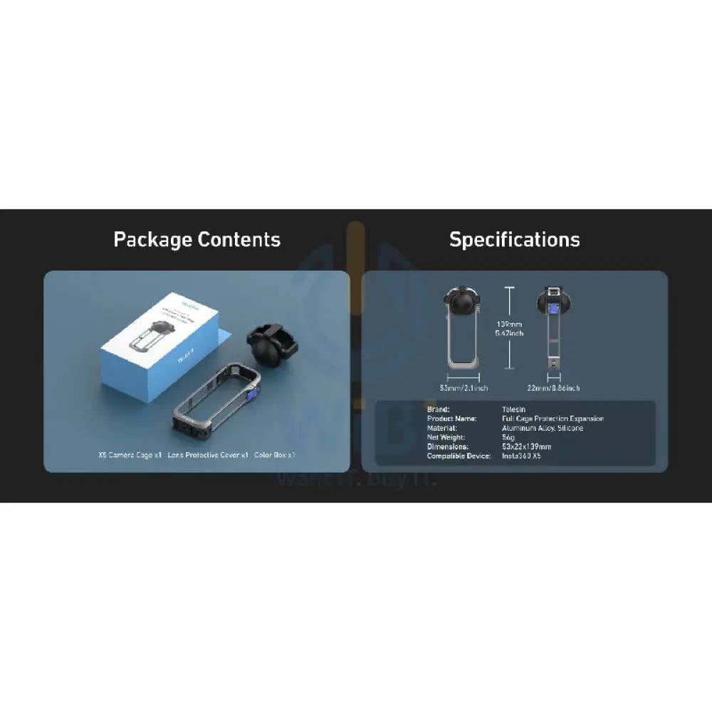 TELESIN Full Cage Protection for Insta360 X5 Accessories > Cameras