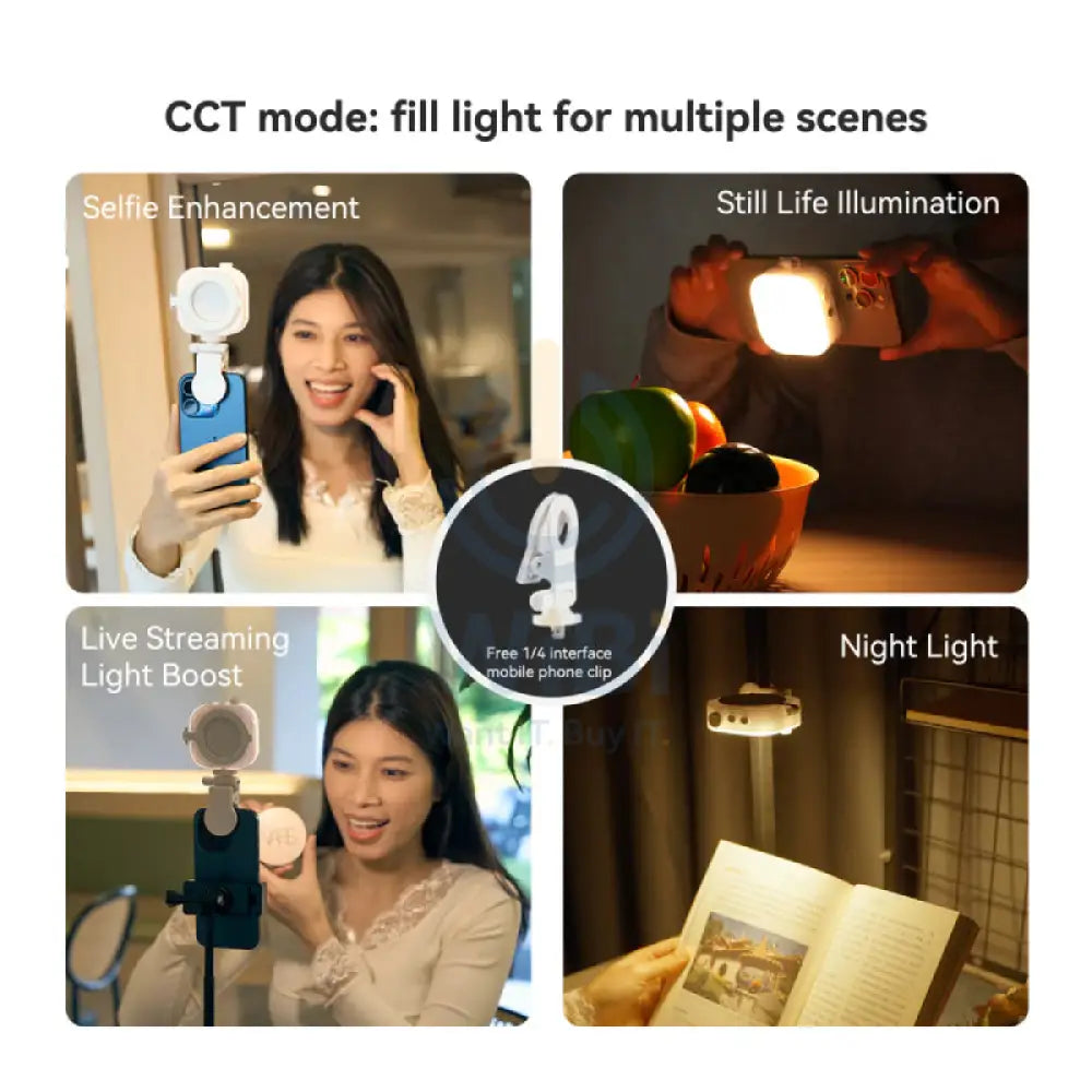 TELESIN Magnetic Ice Cube RGB Light for Magnetic Smartphones - White Accessories > Mobiles & Tablets > Mobiles > Grips