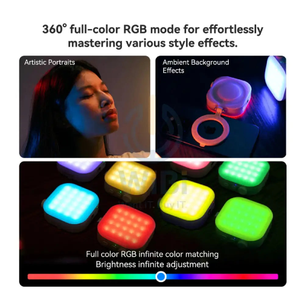 TELESIN Magnetic Ice Cube RGB Light for Magnetic Smartphones - White Accessories > Mobiles & Tablets > Mobiles > Grips