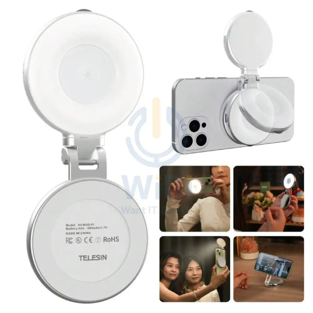 TELESIN Magnetic Selfie Light Magsafe Grip - Silver Accessories > Mobiles & Tablets > Mobiles > Grips