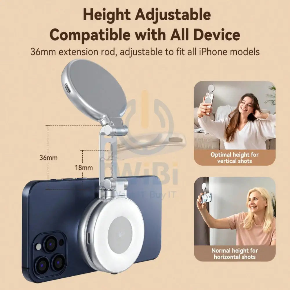 TELESIN Magnetic Selfie Light Magsafe Grip - Silver Accessories > Mobiles & Tablets > Mobiles > Grips