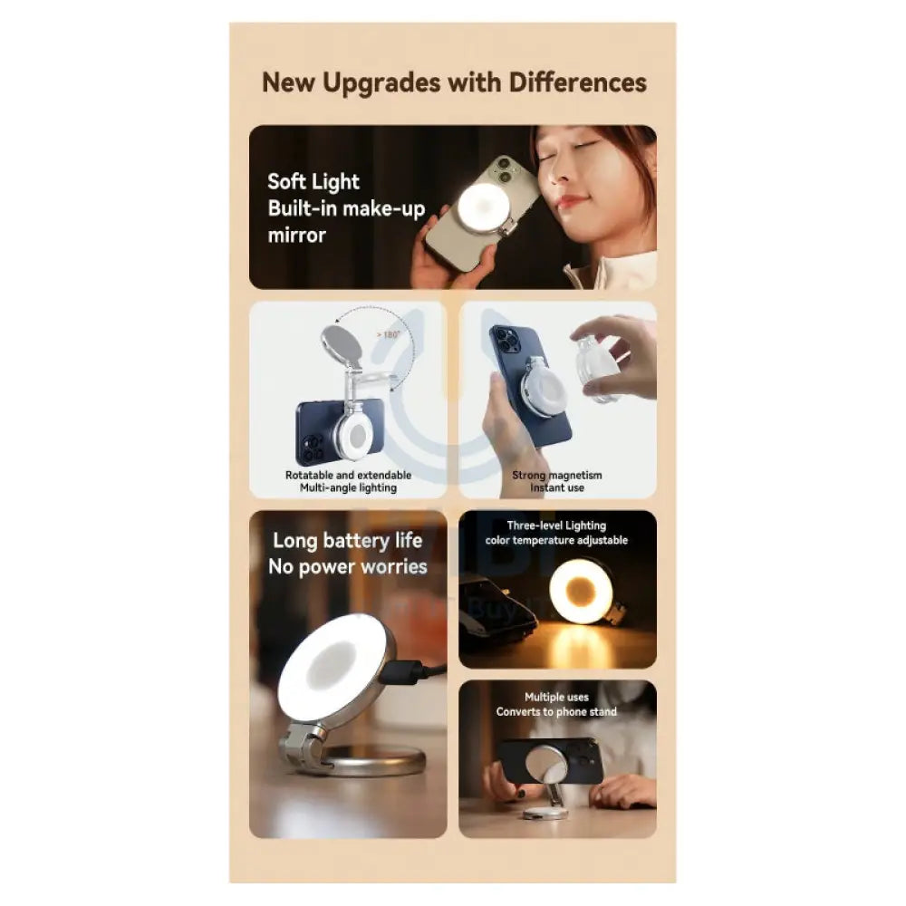 TELESIN Magnetic Selfie Light Magsafe Grip - Silver Accessories > Mobiles & Tablets > Mobiles > Grips