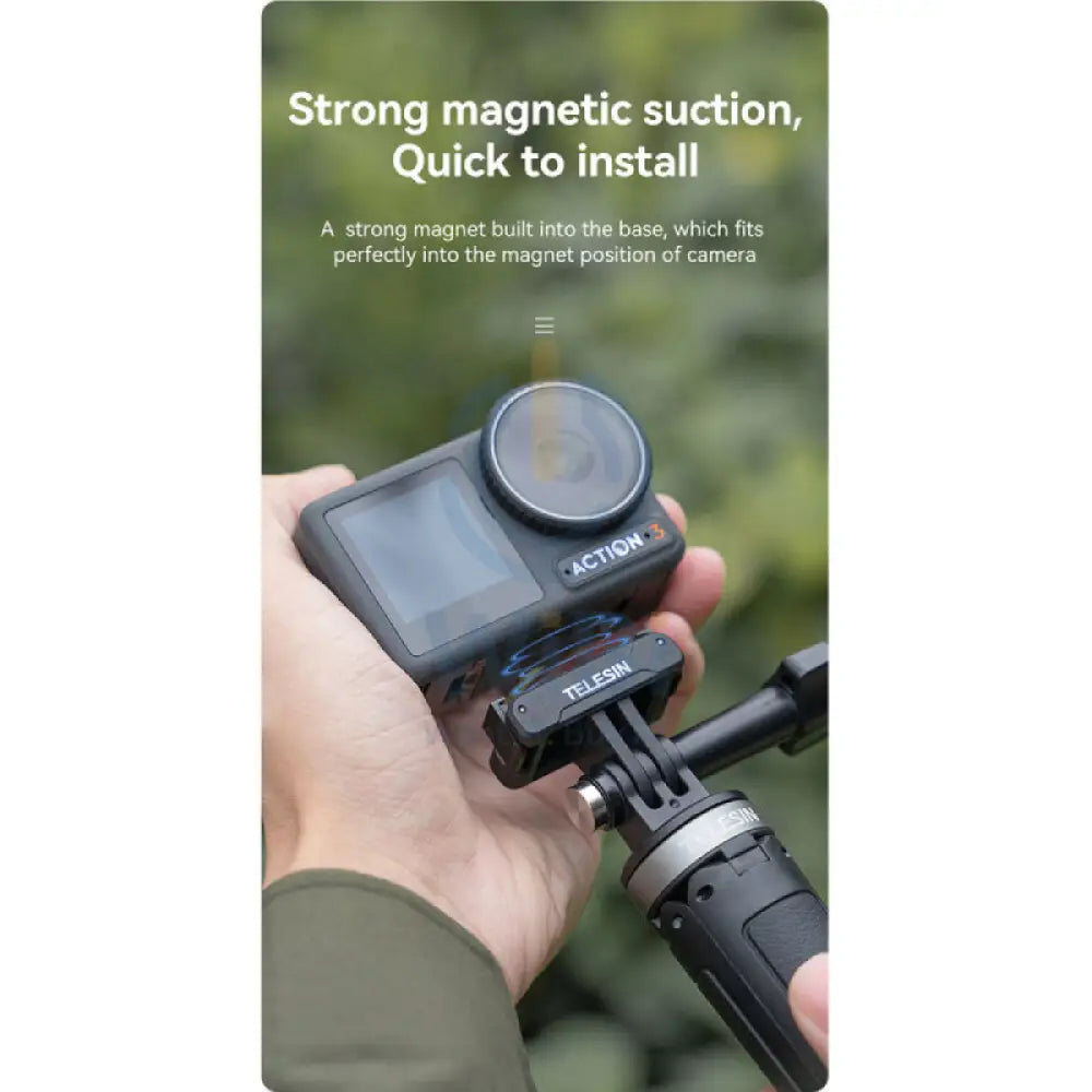 TELESIN Magnetic Two-Claw Adapter for DJI Osmo Action 3 - Black Accessories > Cameras