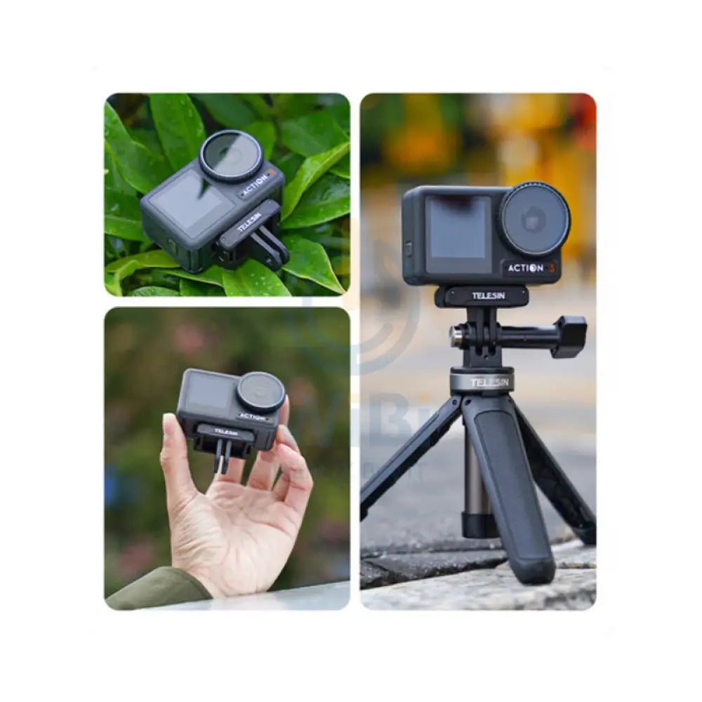TELESIN Magnetic Two-Claw Adapter for DJI Osmo Action 3 - Black Accessories > Cameras