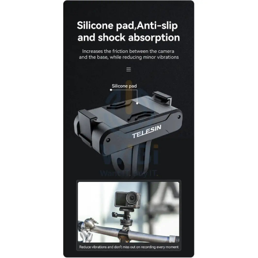 TELESIN Magnetic Two-Claw Adapter for DJI Osmo Action 3 - Black Accessories > Cameras