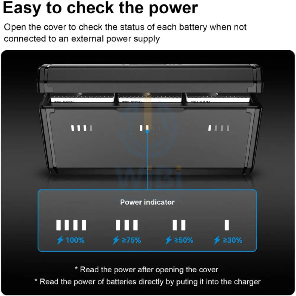 TELESIN Pocket-Size 3-Slot Charger Box & 2 Stamina Batteries Kit for GoPro HERO12/11/10/9 - Black Accessories > Cameras
