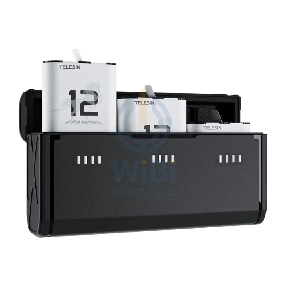 TELESIN Pocket-Size 3-Slot Charger Box & 2 Stamina Batteries Kit for GoPro HERO12/11/10/9 - Black Accessories > Cameras