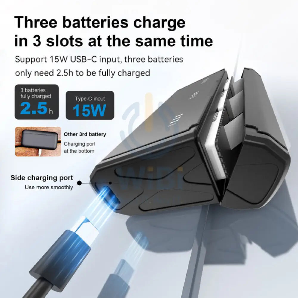 TELESIN Pocket-Size 3-Slot Charger Box & 2 Stamina Batteries Kit for GoPro HERO12/11/10/9 - Black Accessories > Cameras