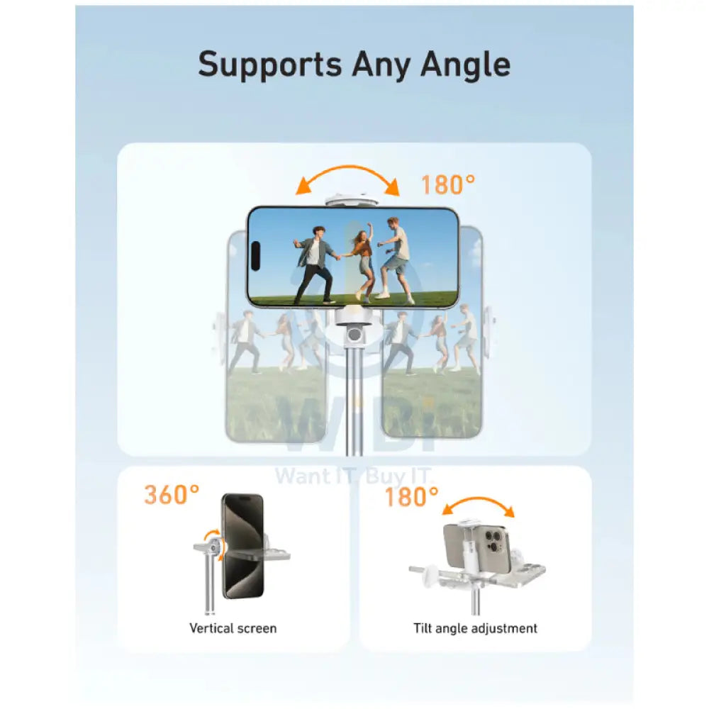 TELESIN Portable Selfie Stick Tripod - White Accessories > Mobiles & Tablets > Mobiles > Mobile Holder / Stands