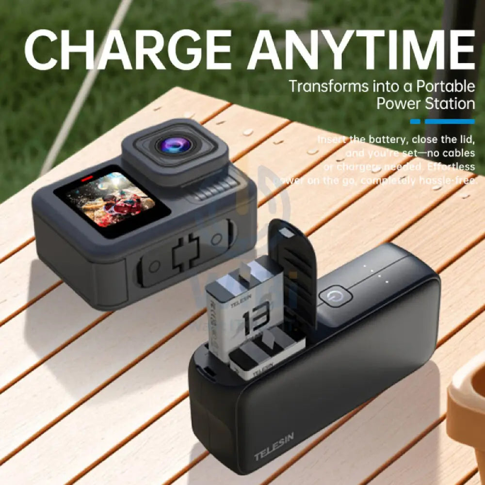 TELESIN Power Bank For GoPro HERO13 Batteries - Black Accessories > Cameras