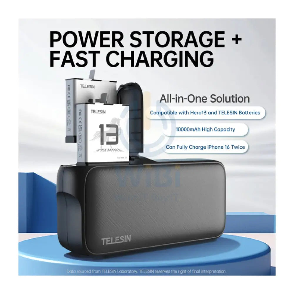 TELESIN Power Bank For GoPro HERO13 Batteries - Black Accessories > Cameras