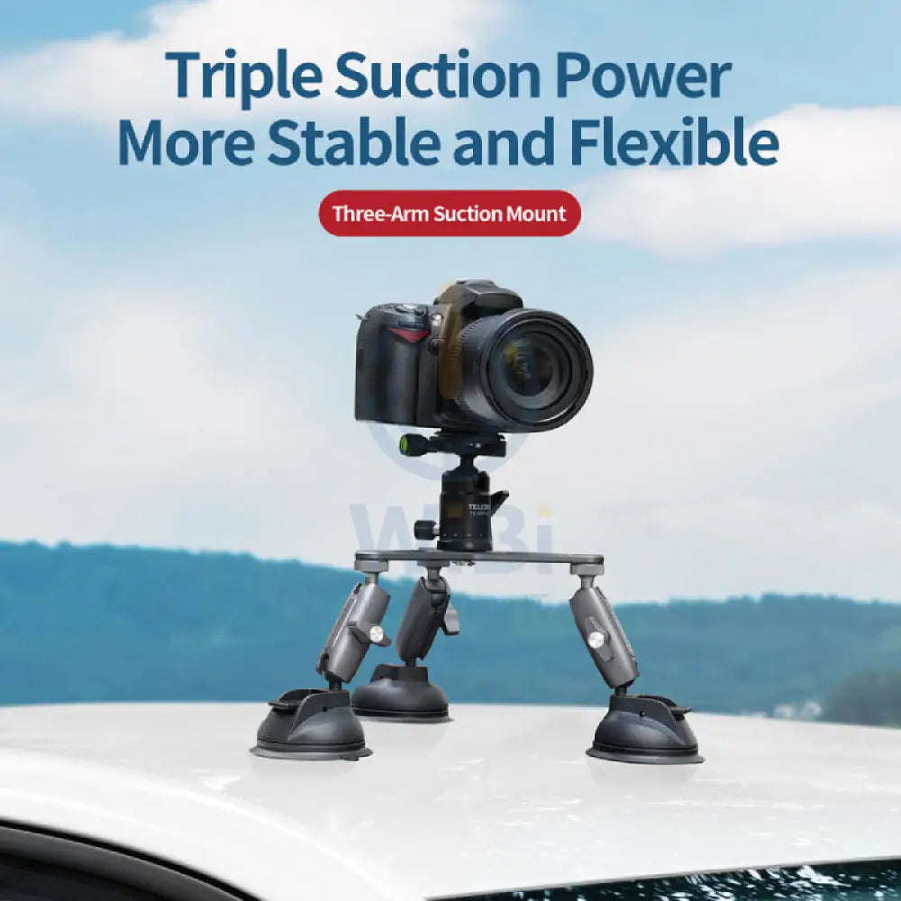 TELESIN Triple Suction Cup Camera Mount - Black Accessories > Cameras
