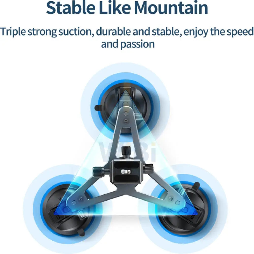 TELESIN Triple Suction Cup Camera Mount - Black Accessories > Cameras