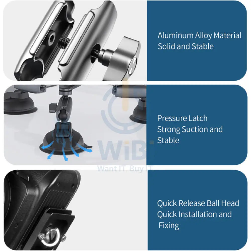 TELESIN Triple Suction Cup Camera Mount - Black Accessories > Cameras