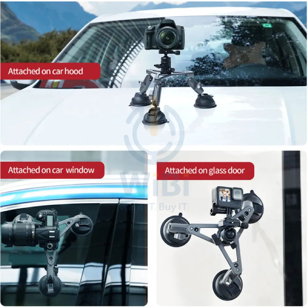 TELESIN Triple Suction Cup Camera Mount - Black Accessories > Cameras