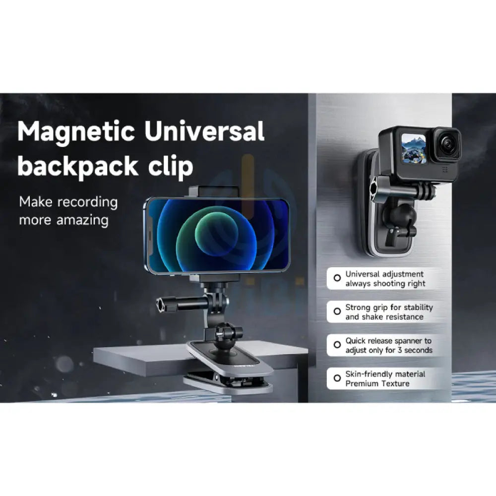 TELESIN Upgraded Magnetic Universal Backpack Clip for GoPro Accessories > Cameras