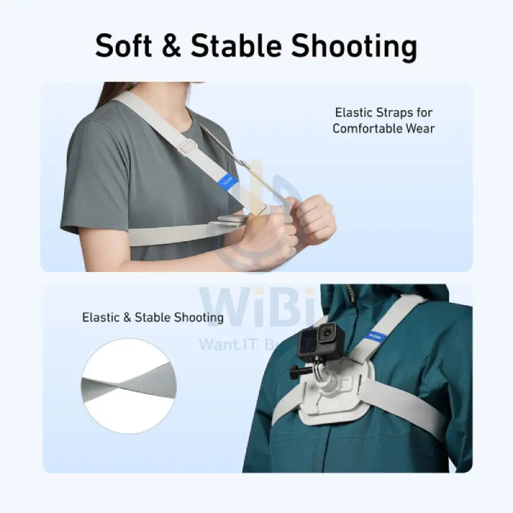 TELESIN Vest Chest Strap with Quick Release for Action Cameras - Gray Accessories > Cameras