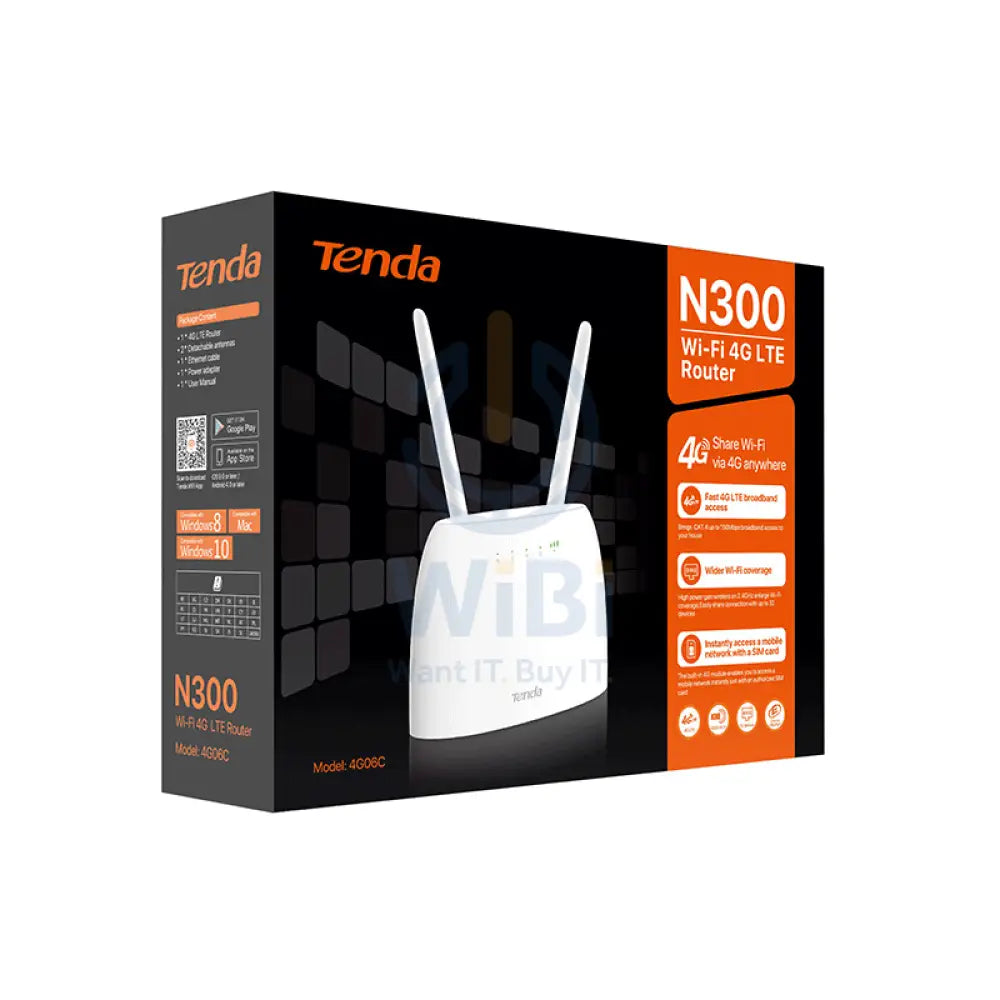 Tenda (4G06c) N300 Wi-Fi 4G LTE Router - 2.4GHz (300Mbps) / WAN / LAN Networking Products > Routers
