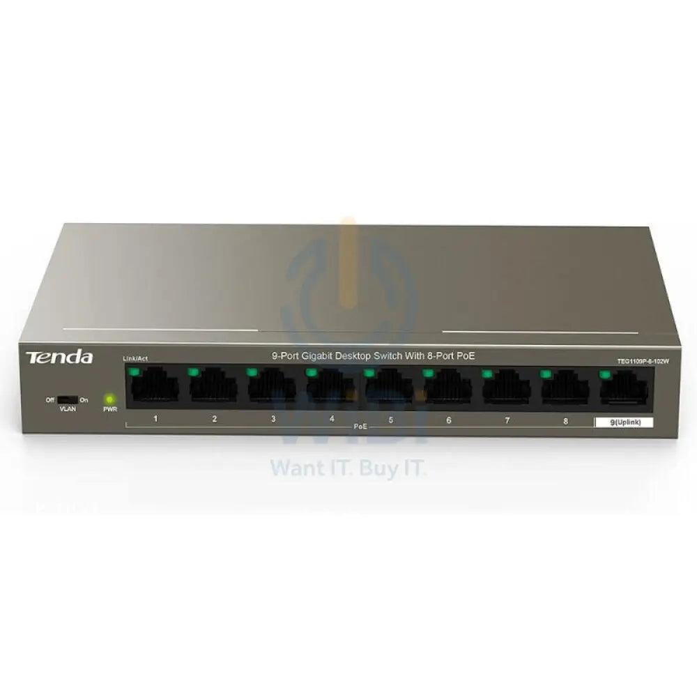 Tenda TEG1109P-8-102W 9-Port Gigabit Ethernet Kuwait Networking Products > Switches