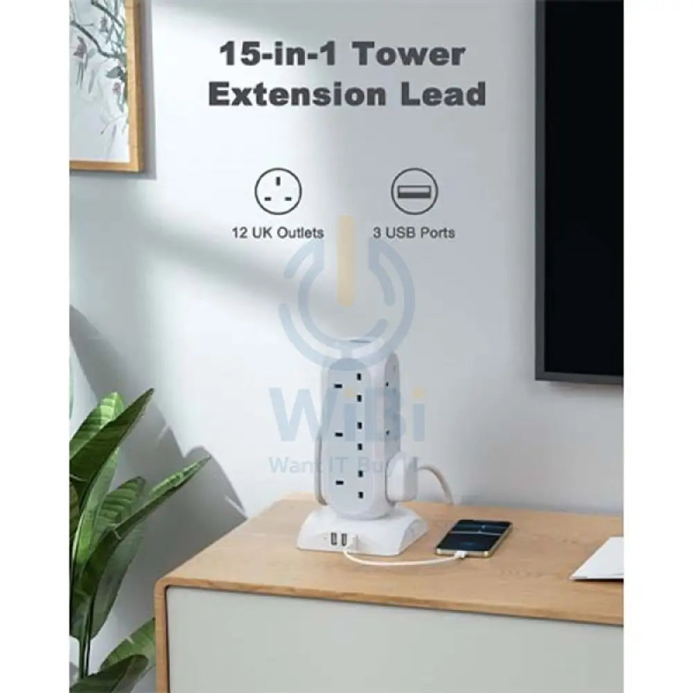 TESSAN 12-Way Multi-Plug Extension - 15W / 1700J / 2 Meter / White Accessories > Power Adapters