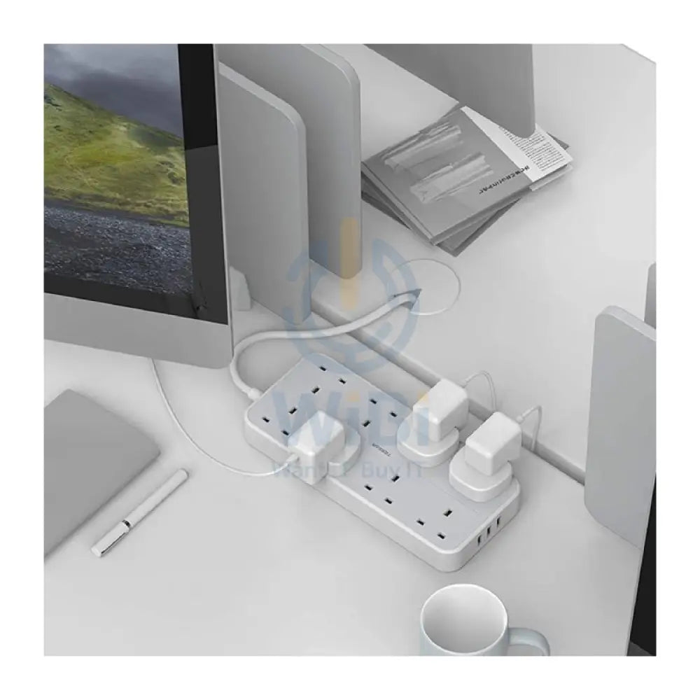 TESSAN 8-Way Multi-Plug Extension - 15W / 2 Meter / White Accessories > Power Adapters