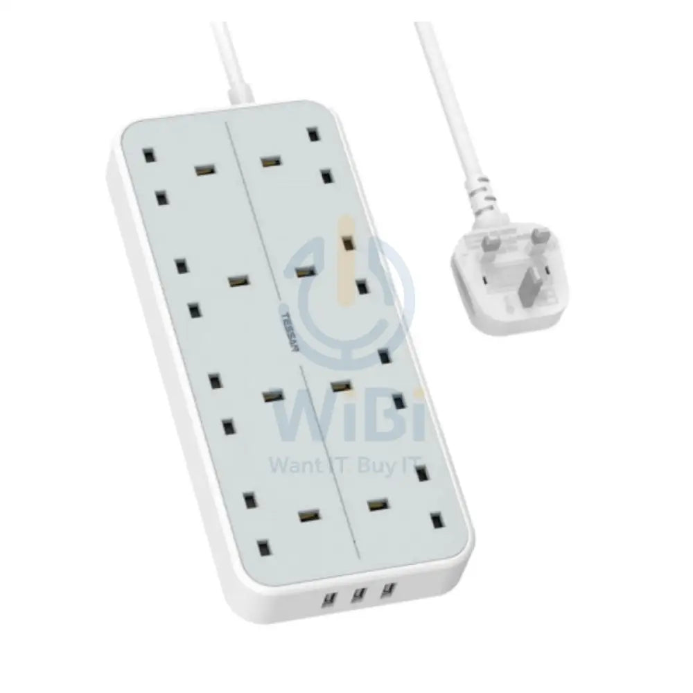 TESSAN 8-Way Multi-Plug Extension - 15W / 2 Meter / White Accessories > Power Adapters