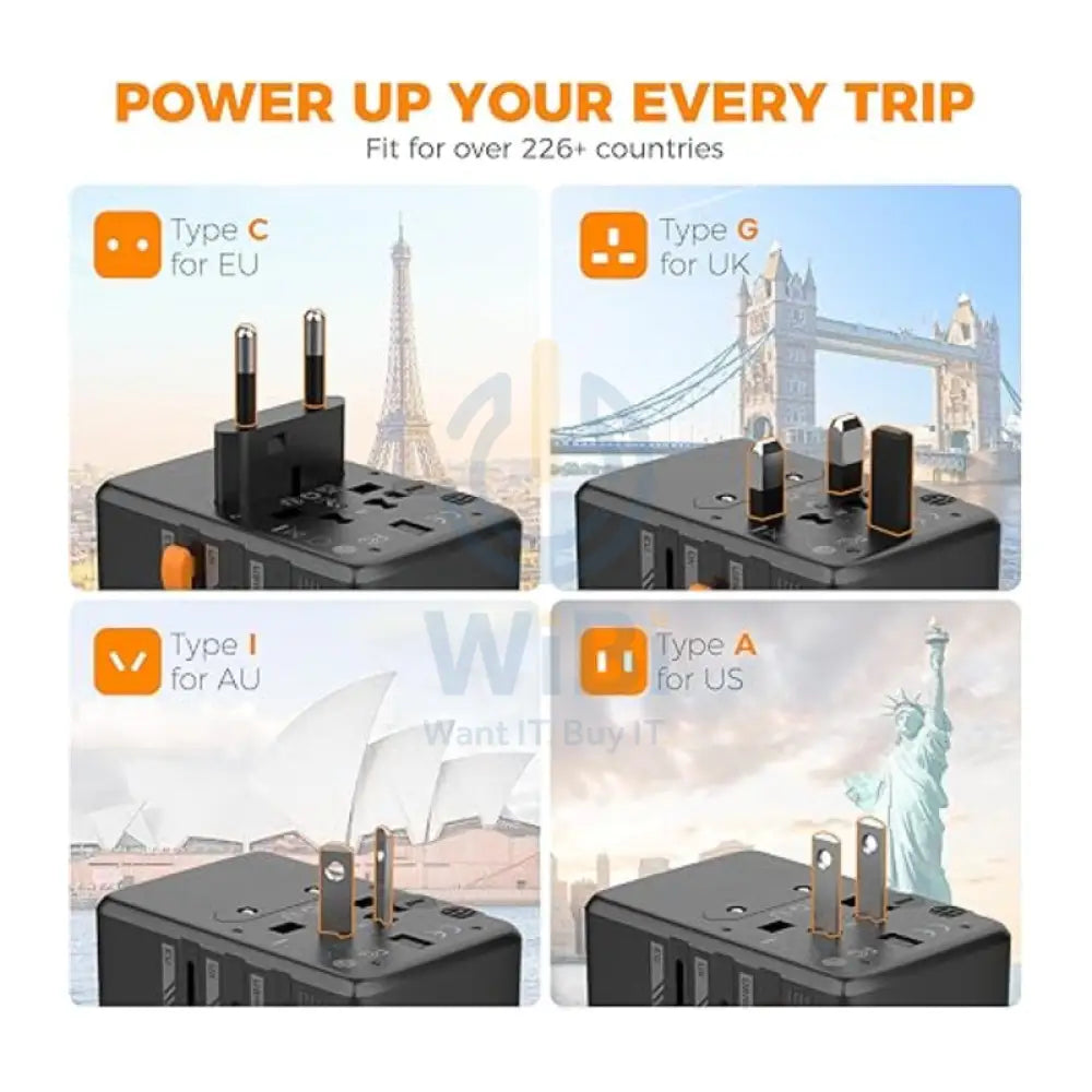 TESSAN Universal Travel Power Adapter - 65W / Black Accessories > Power Adapters