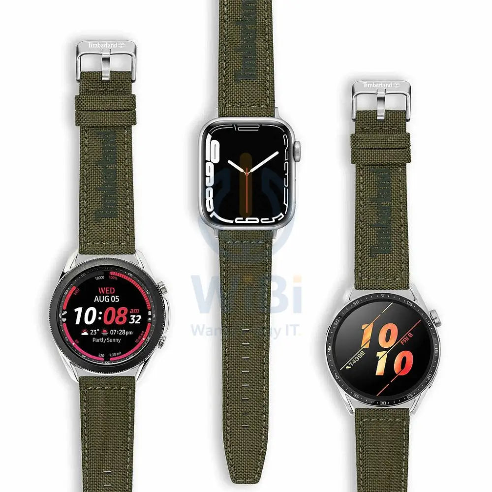 Timberland Sapo Apple Watch Ultra/45/44/42mm Smart Watch 22mm Leather Strap - Green Fabric Accessories > Smart Watches