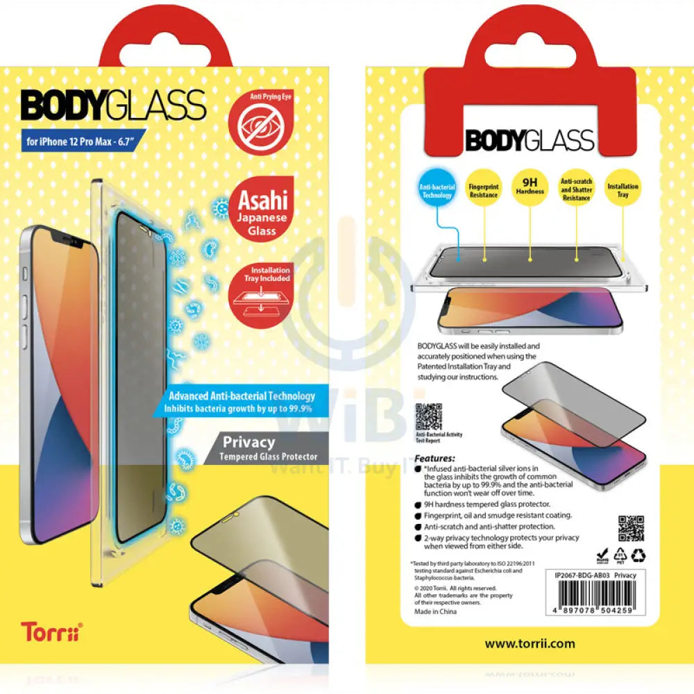 Torrii Bodyglass Anti-Bacterial Coating For Apple iPhone 12 Mini - Privacy Accessories > Mobiles & Tablets > Mobiles >