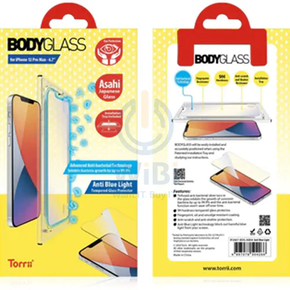 Torrii Bodyglass Anti-Bacterial Coating For Apple iphone 12 Pro Max (6.7) - Anti Blue Light Accessories > Mobiles &