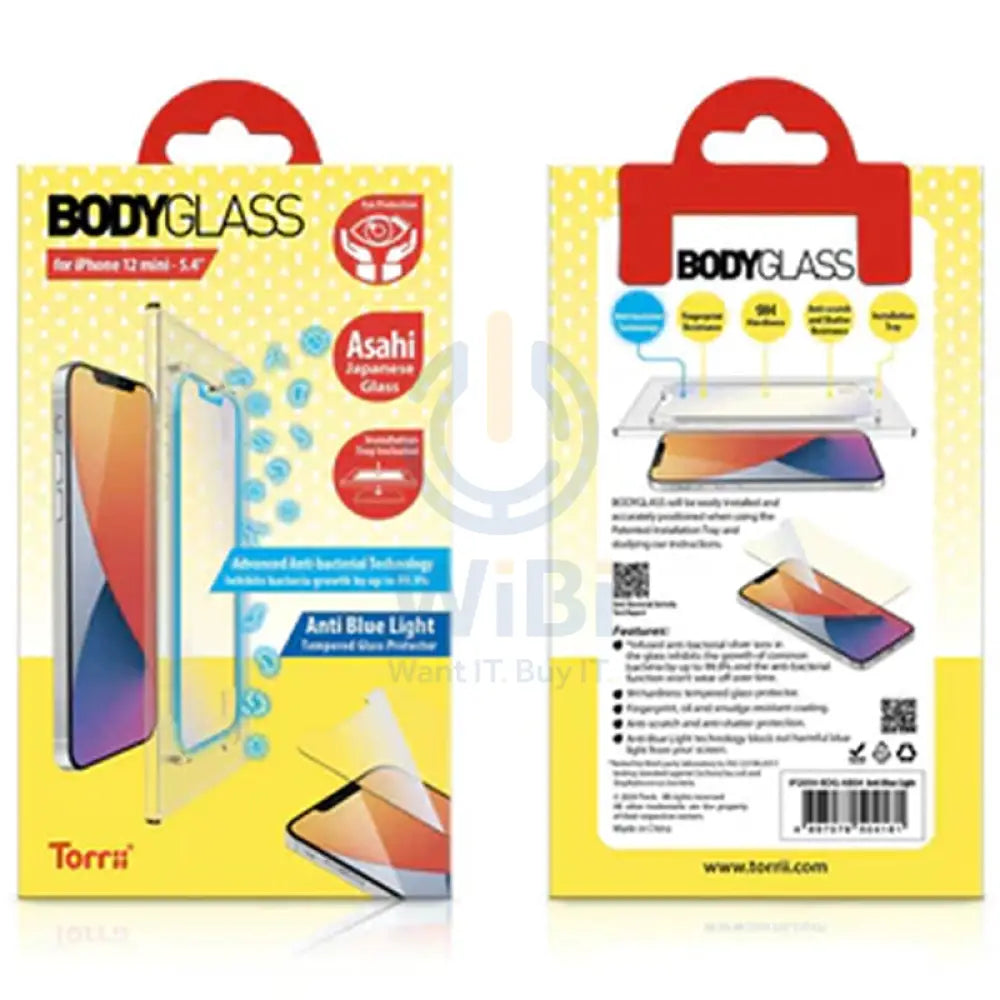 Torrii Bodyglass Anti-Bacterial Coating For iphone 12 Mini (5.4) - Anti Blue Light Accessories > Mobiles & Tablets >