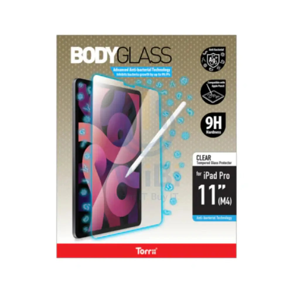 Torrii Bodyglass Anti-bacterial Glass Screen Protector - Apple iPad Pro 11-inch (M4) / Clear Accessories > Mobiles &