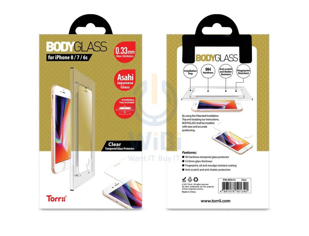 Torrii Bodyglass - iPhone 8 / Clear Accessories > Mobiles & Tablets > Mobiles > Screen Protectors
