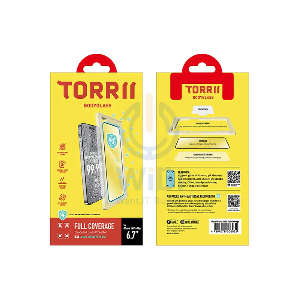 Torrii Bodyglass Screen Protector For Apple iPhone 14 Pro - Full Coverage Black Accessories > Mobiles & Tablets >