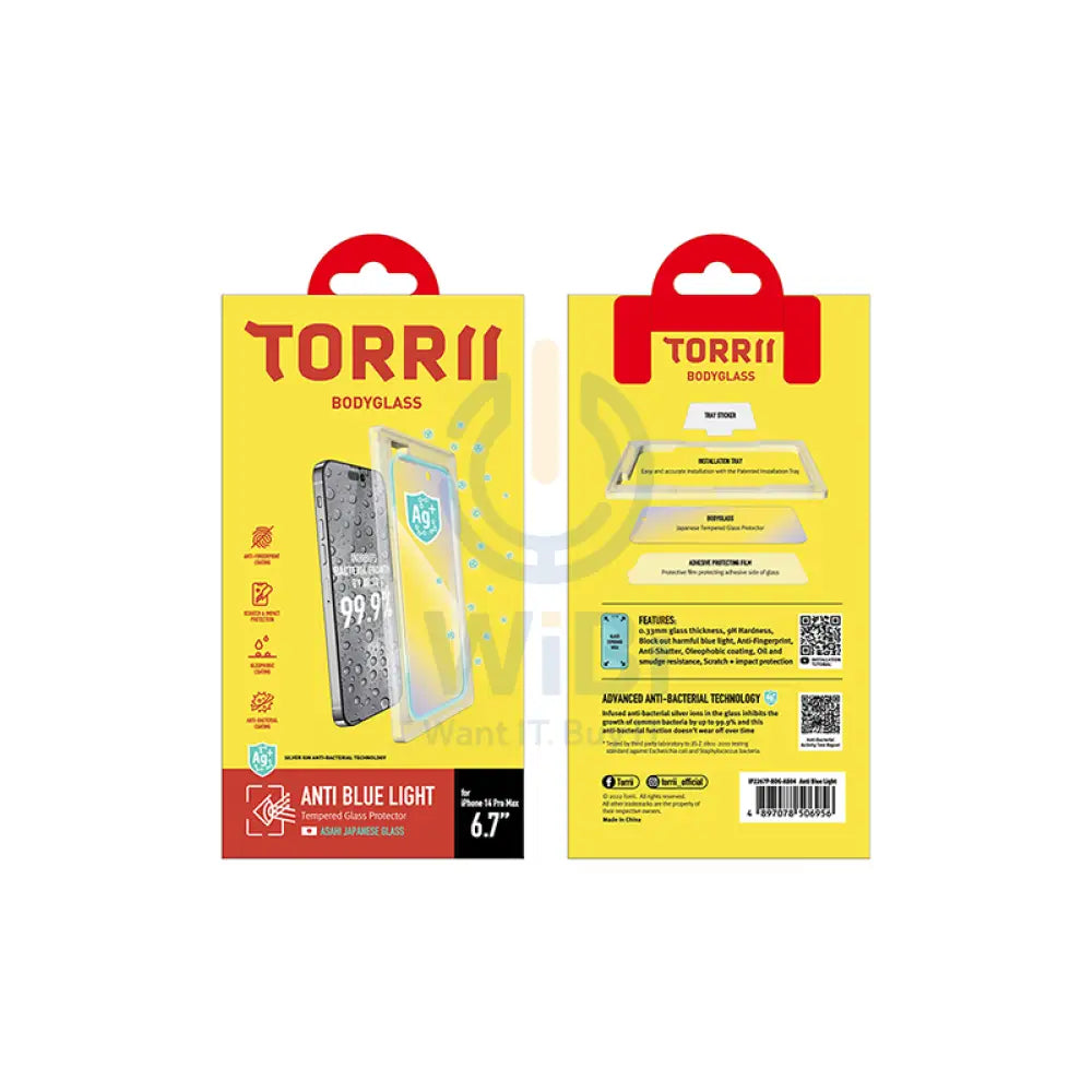 Torrii Bodyglass Screen Protector For Apple iPhone 14 Pro Max - Anti Blue Light Clear Accessories > Mobiles & Tablets >