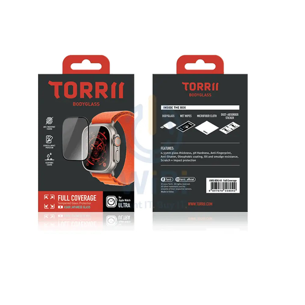 Torrii Bodyglass Screen Protector For Apple Watch Ultra - 49mm – Full Coverage Black Accessories > Smart Watches >