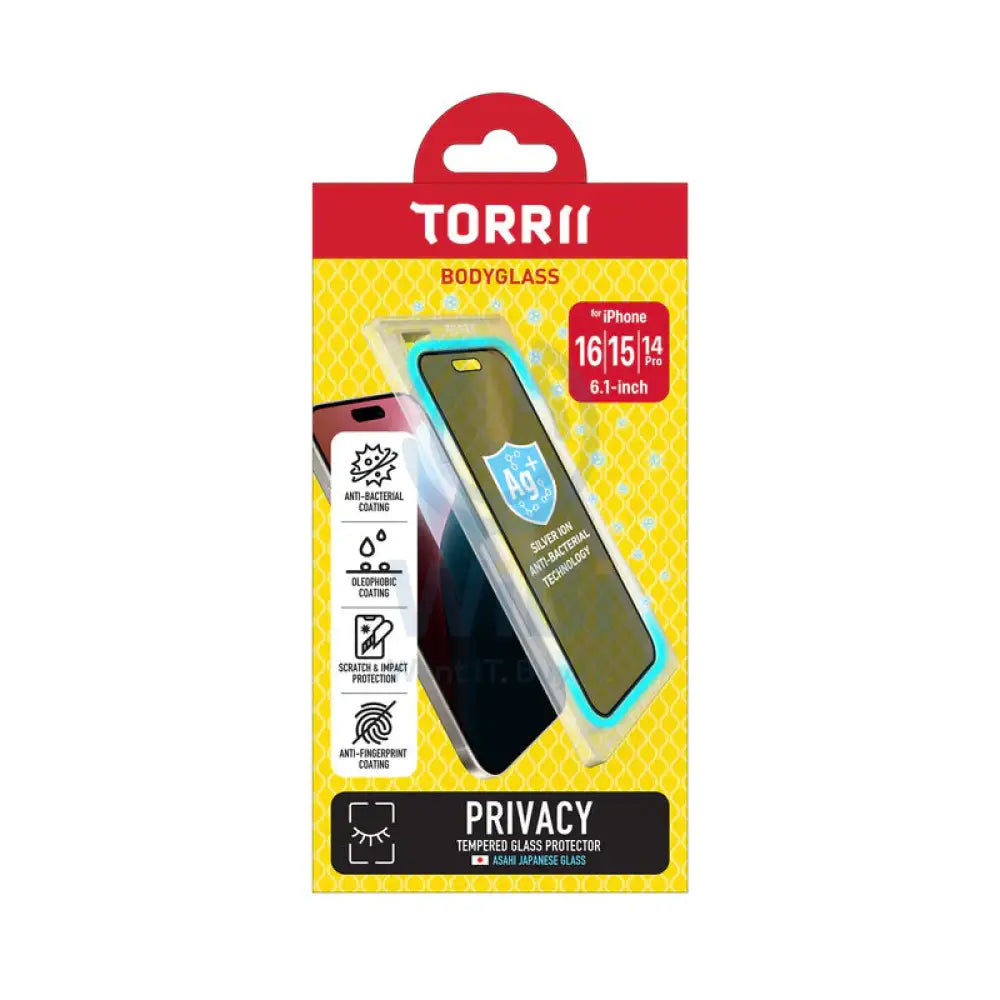 Torrii Bodyglass Screen Protector Tempered Glass - Apple iPhone 16 (6.1”) / 15 / 14 Pro / Privacy Accessories > Mobiles